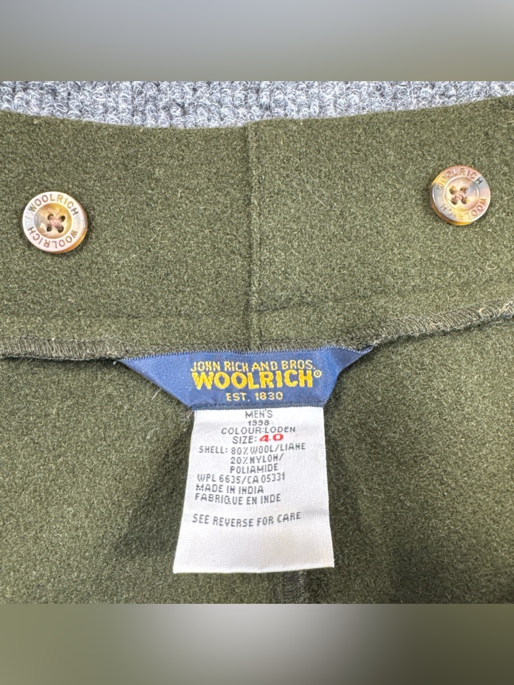 Vintage 90s Woolrich Wool Green Cargo Pants Size 40 Pockets Hunting - Picture 4 of 11